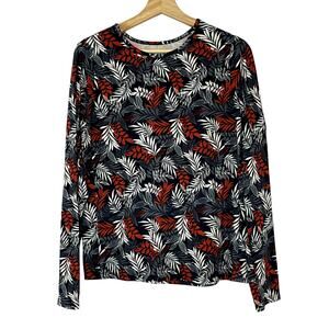 Hang Ten rash guard long sleeved leaf SPF 50+ women's size large crewneck top